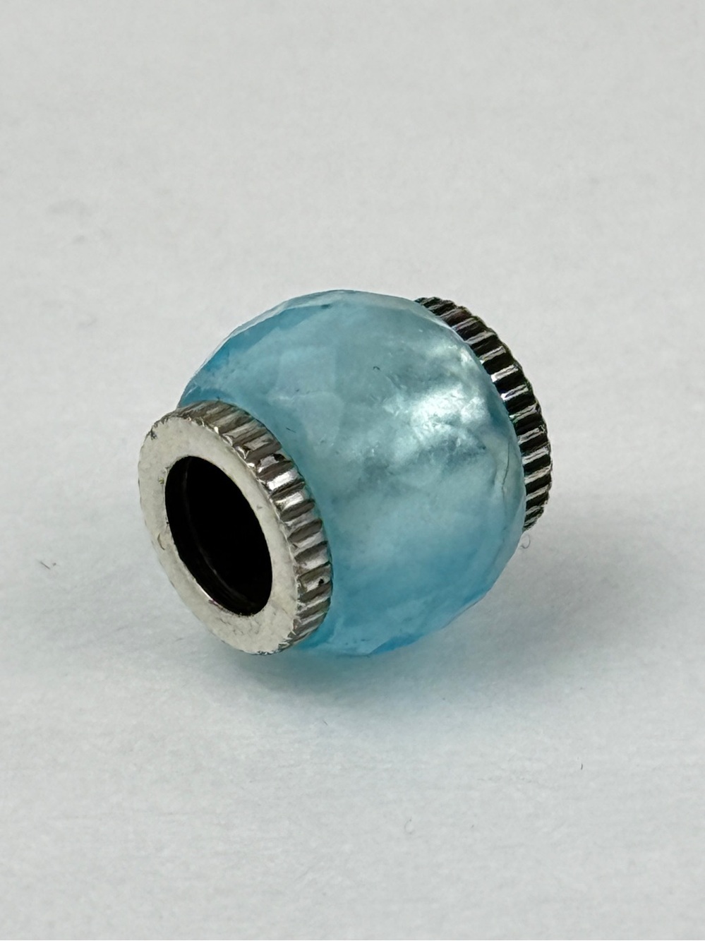 Brighton Faceted Light Blue Glass Bead Charm Silver Plated